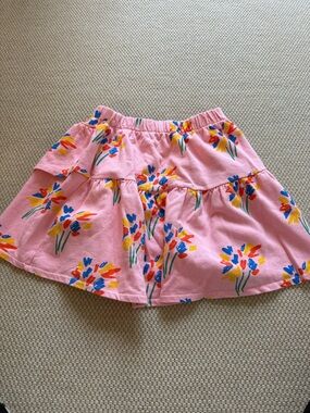 Bobo Choses Pink Floral Ruffle Skirt size 10/11 NWOT